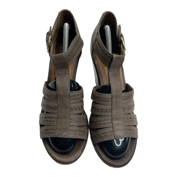 Anthropologie Trask Saydee Wedges Leather Ankle Strap Sandals Boho - Picture 2 of 10